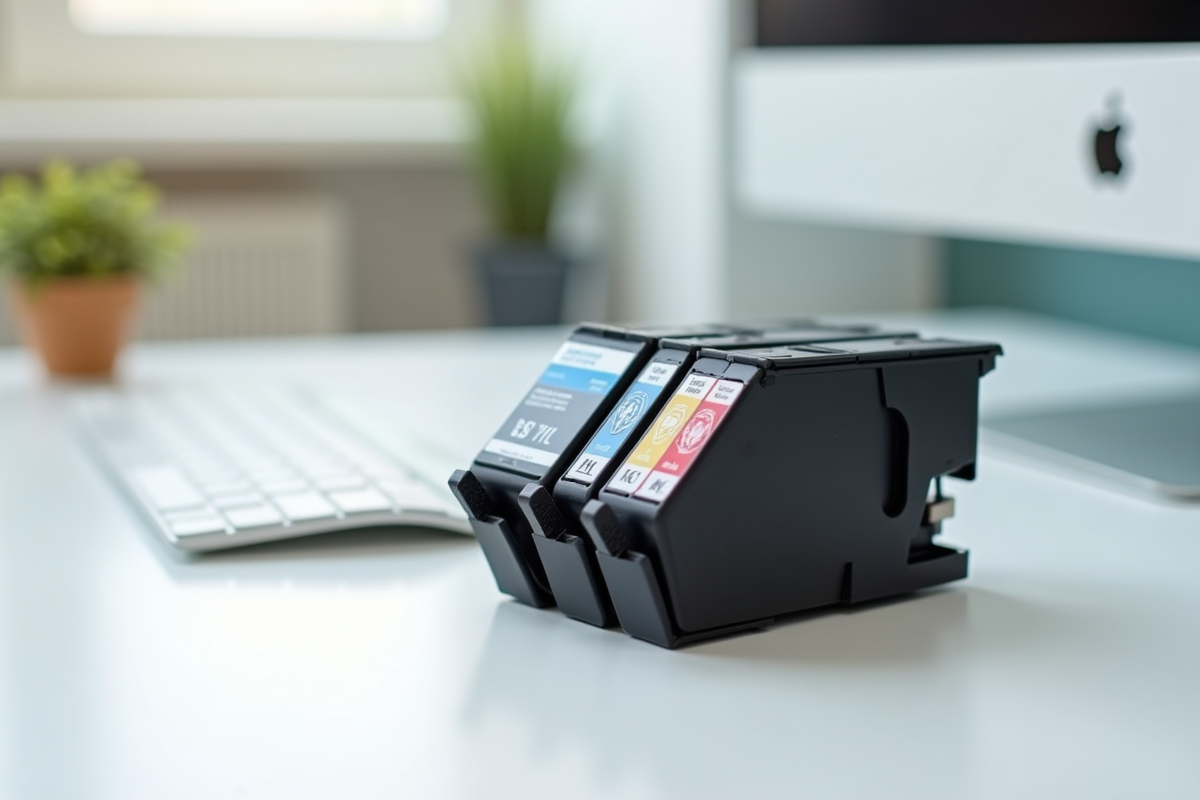 Cartouches Brother B3219XL alignées sur un bureau lumineux
