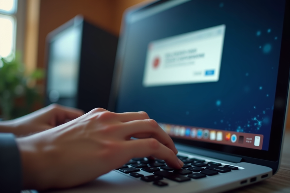 Main tapant sur le clavier avec erreur de connexion internet S1
