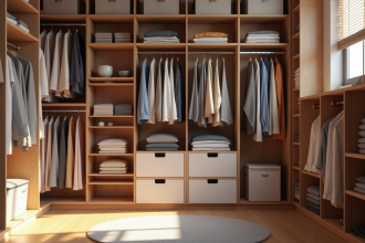 Dressing organisé avec rangement et lumière naturelle
