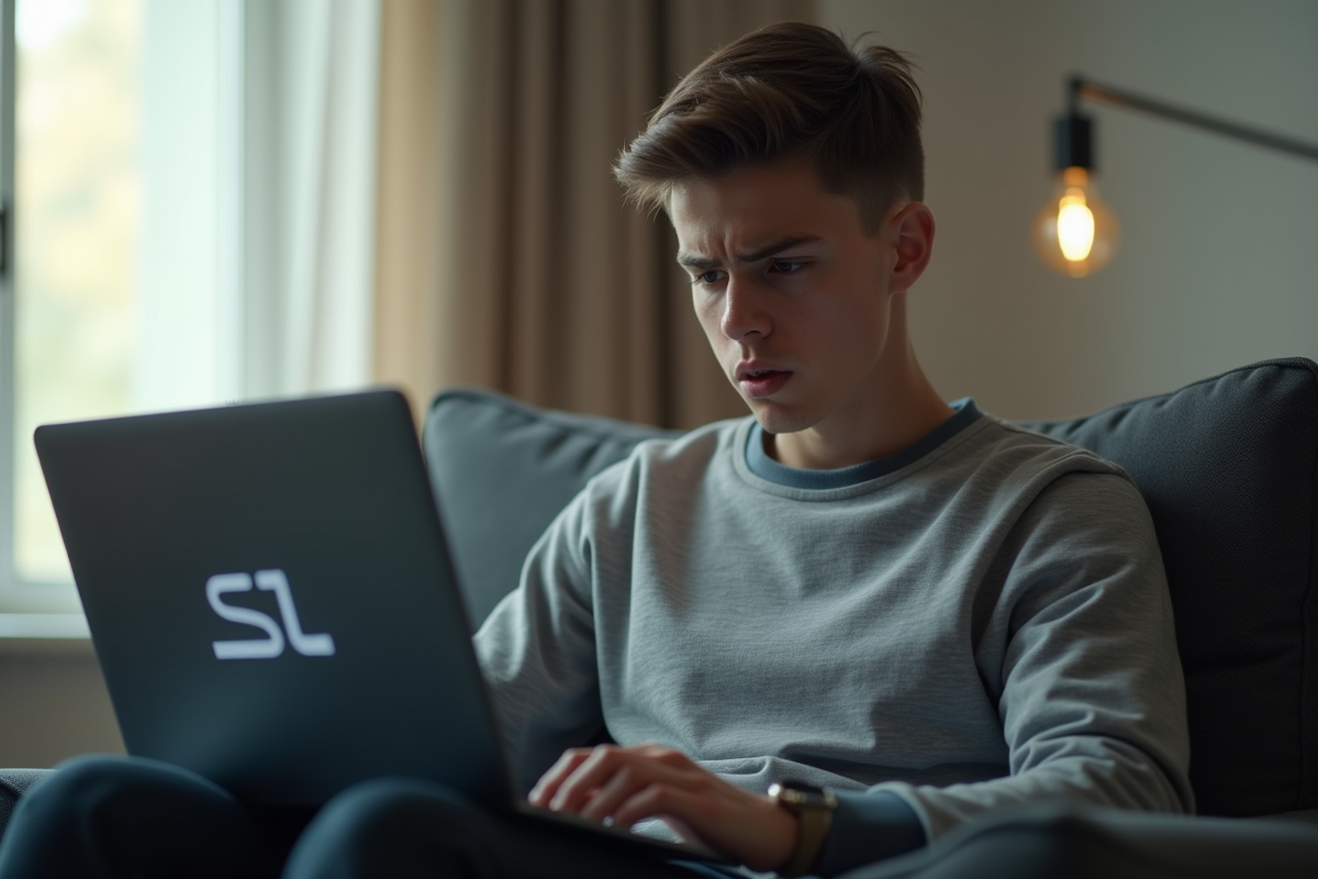 Jeune homme frustré devant son ordinateur avec erreur S1