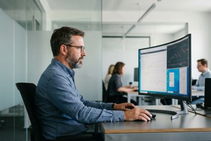 Manager informatique homme au bureau moderne