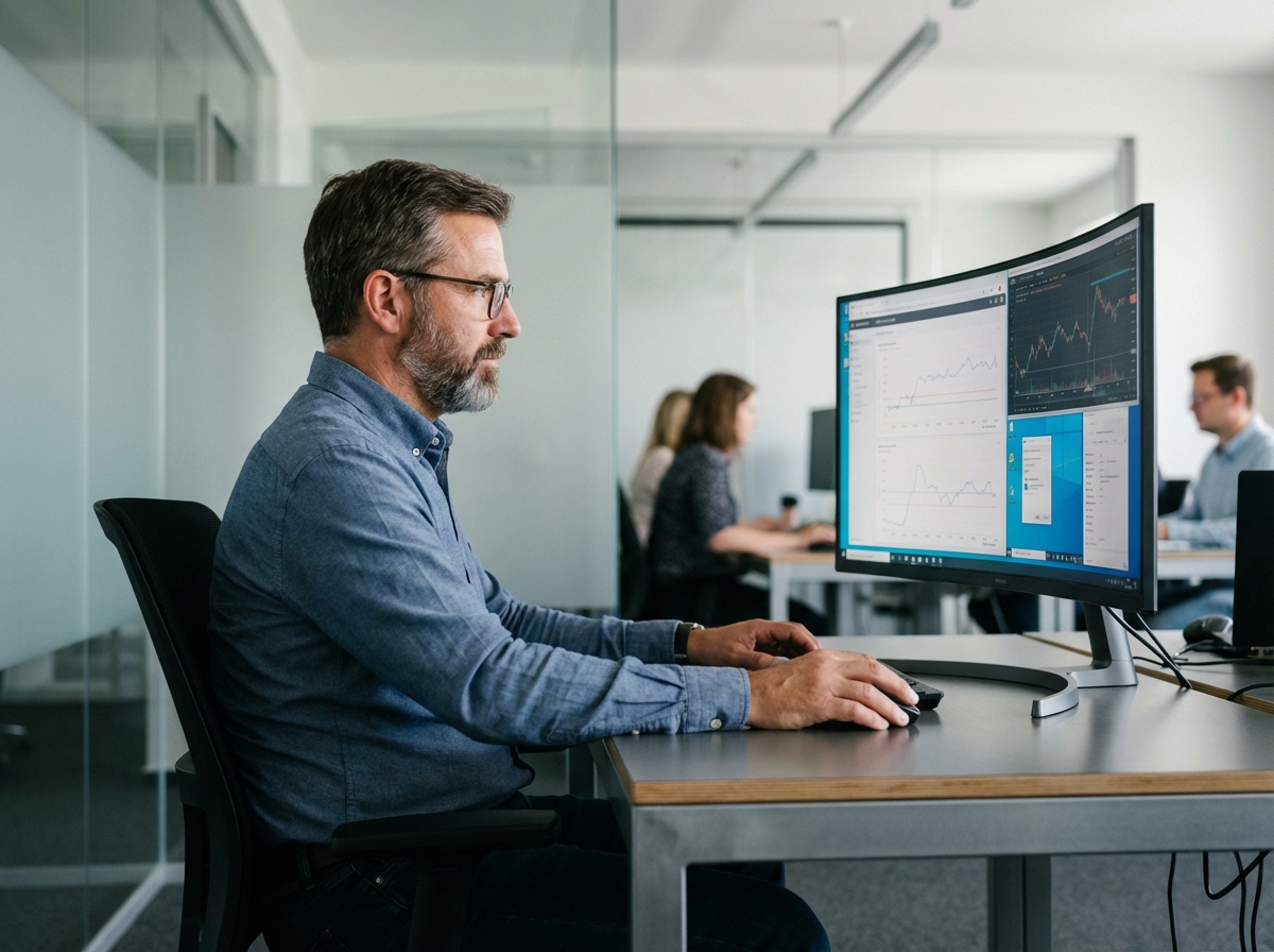 Manager informatique homme au bureau moderne