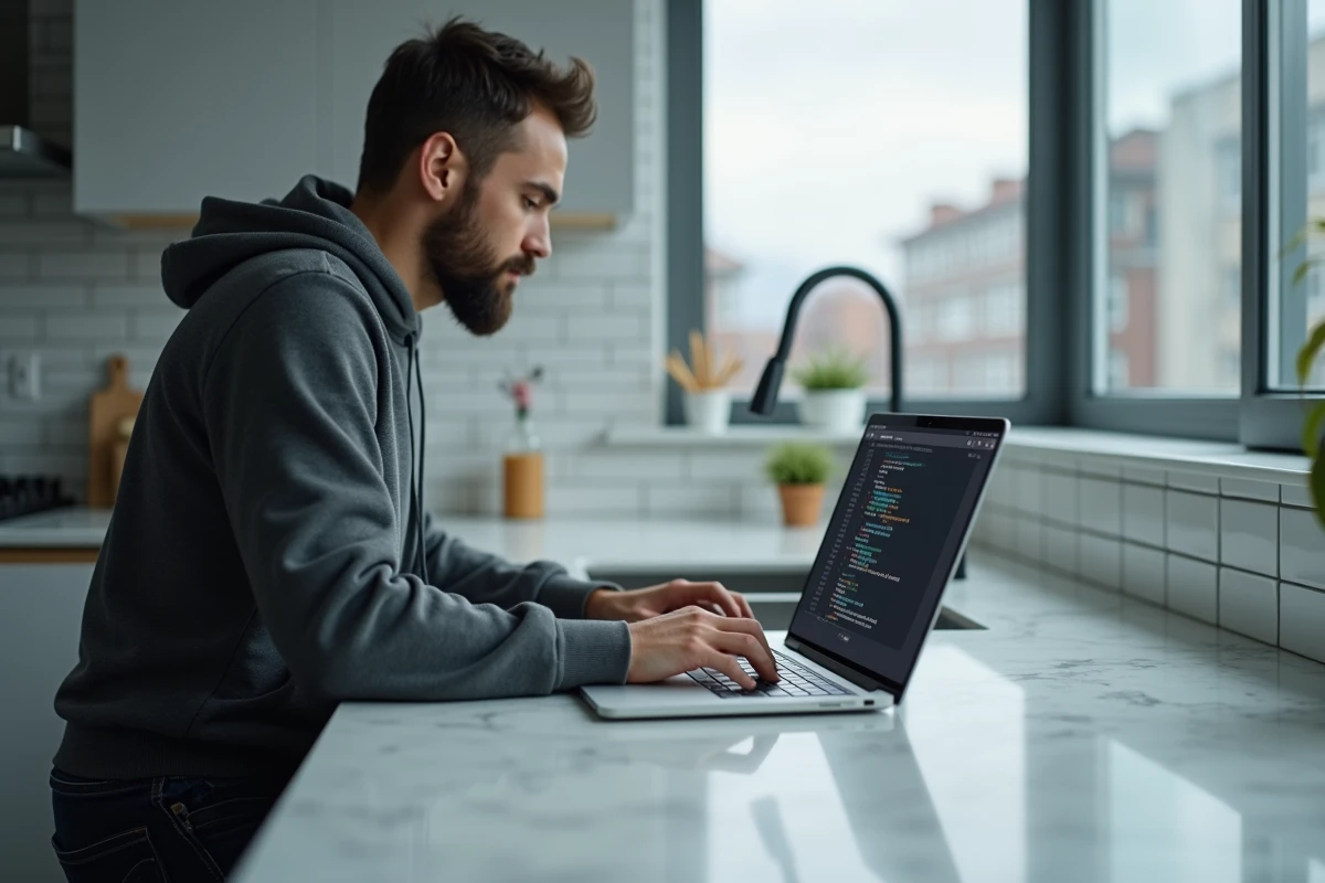 Développeur utilisant les outils de développement Chrome pour forcer le rechargement du cache sur un ordinateur portable
