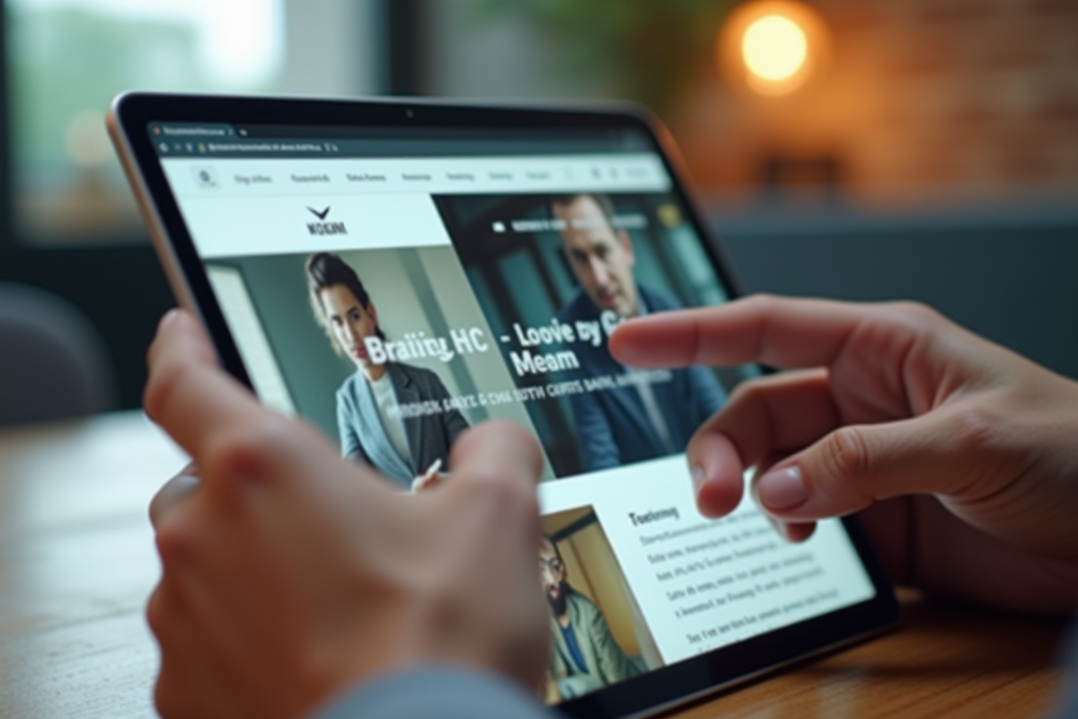Tablette et smartphone montrant des sites web dans un espace de coworking
