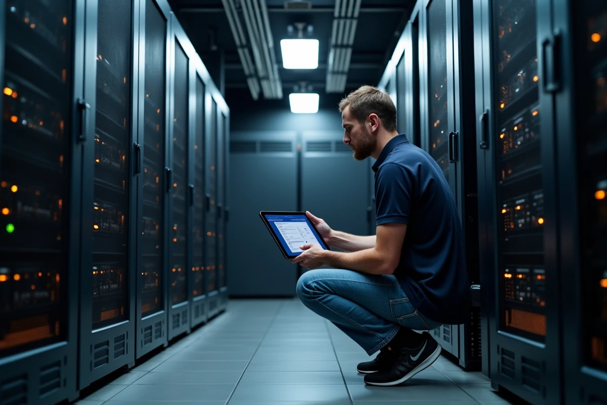 Technicien IT configurant la version PHP d'un hébergement WordPress depuis une interface d'administration serveur