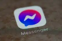 white and blue apple logo